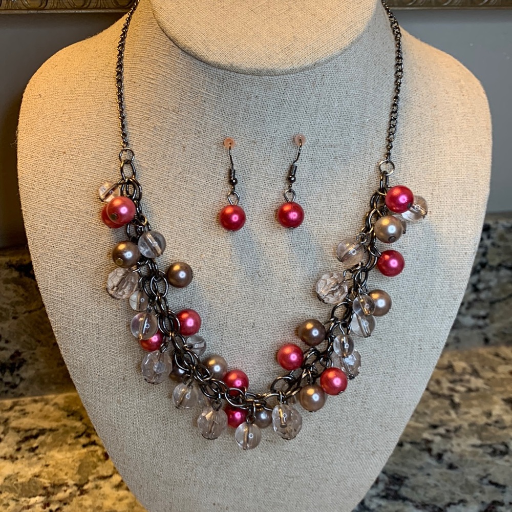 Red and multi-color Bead Necklace